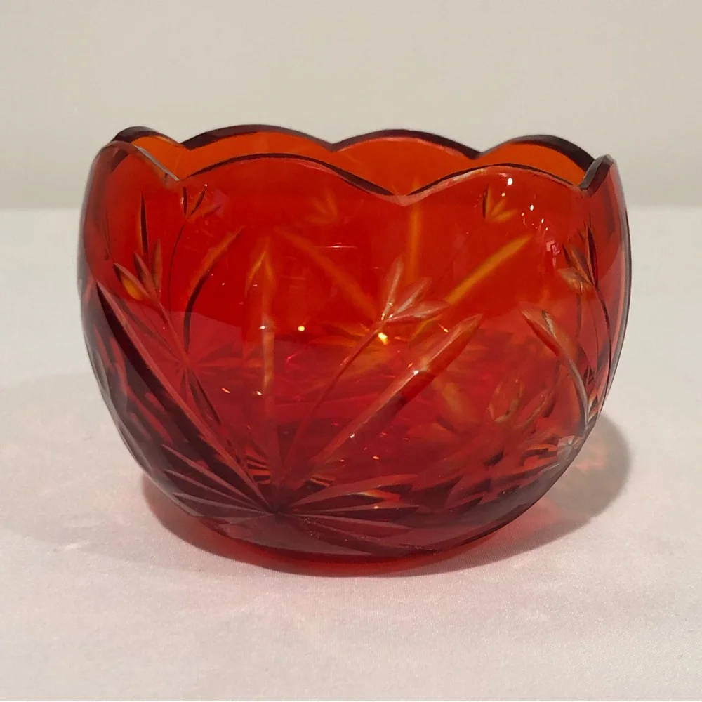 Red & Green Glass Candle Holders Set of 2